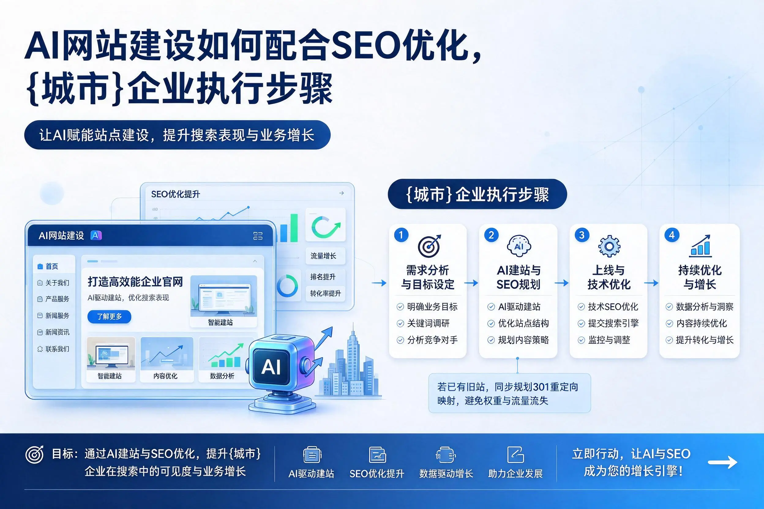 AI网站建设如何配合SEO优化,来宾企业执行步骤
