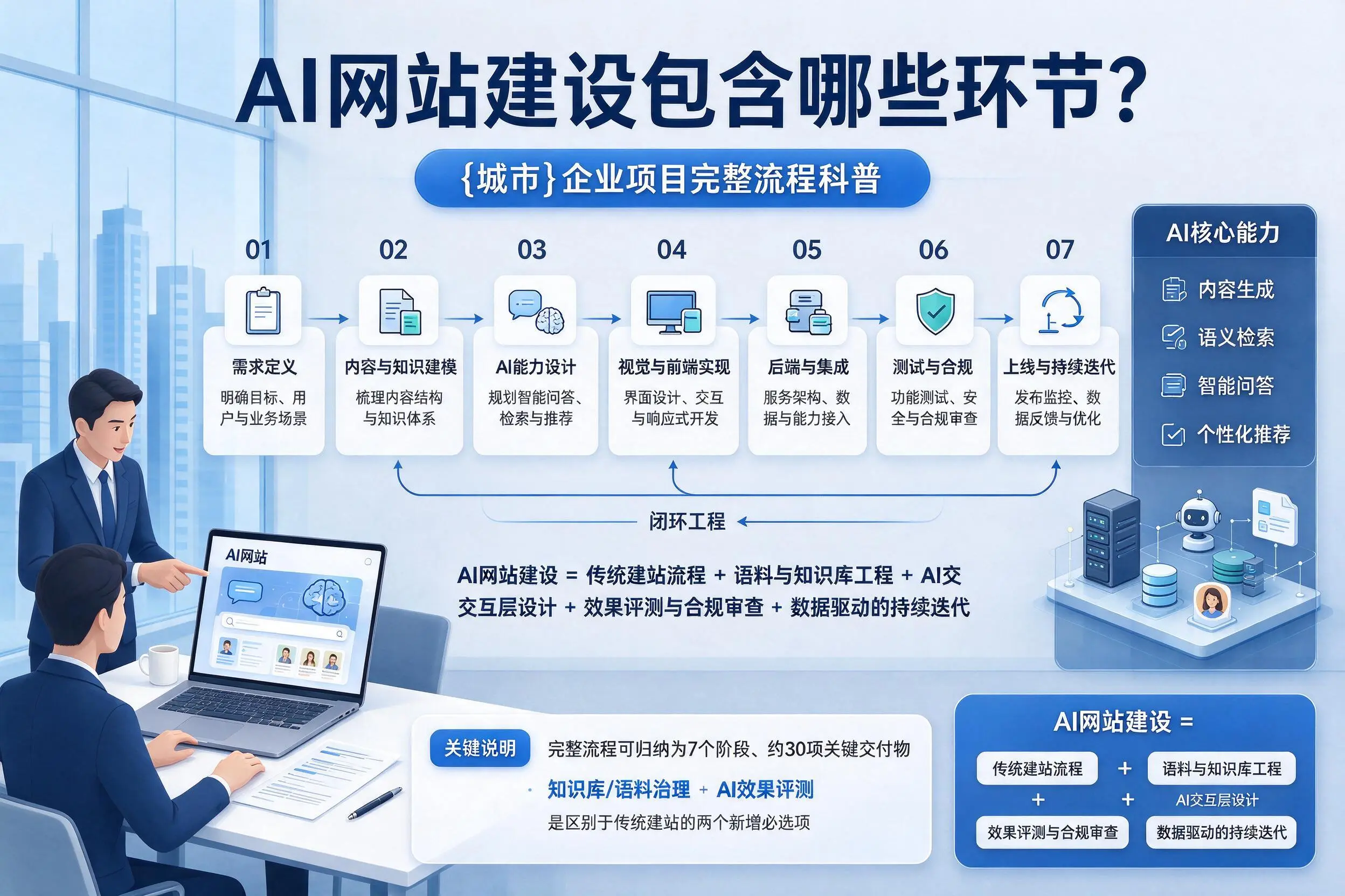 AI网站建设包含哪些环节?来宾企业项目完整流程科普