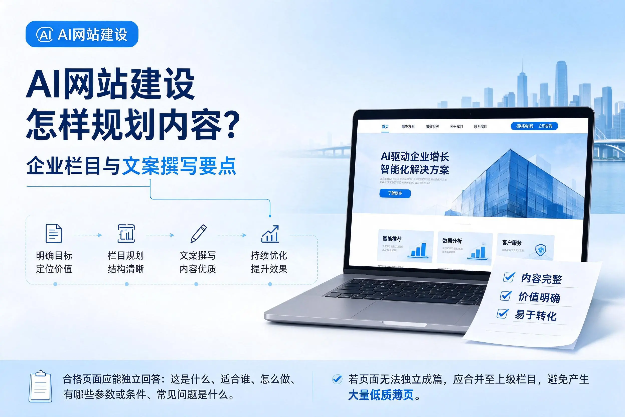 AI网站建设怎样规划内容?来宾企业栏目与文案撰写要点